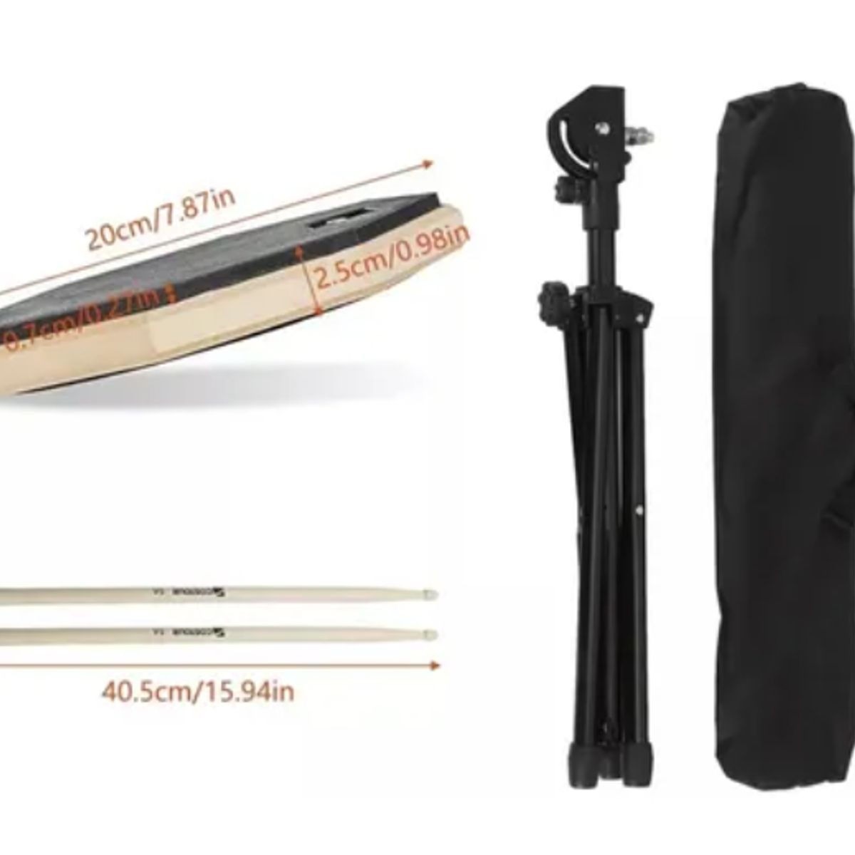 GENERICO - Pad De Práctica Con Atril Y Bolso Y Baquetas