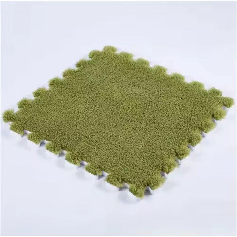 GENERICO - Set de 10 Alfombra De Goma Eva Peluda Para Niños 30x30 Verde Oliva