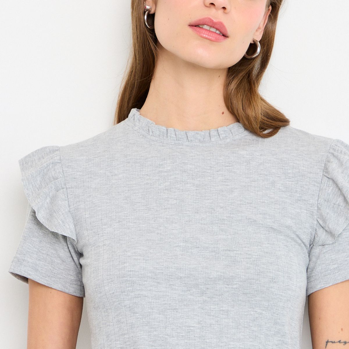 IO - Polera Manga Corta Mujer Gris IO