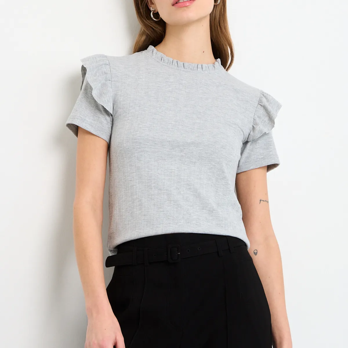 IO - Polera Manga Corta Mujer Gris IO