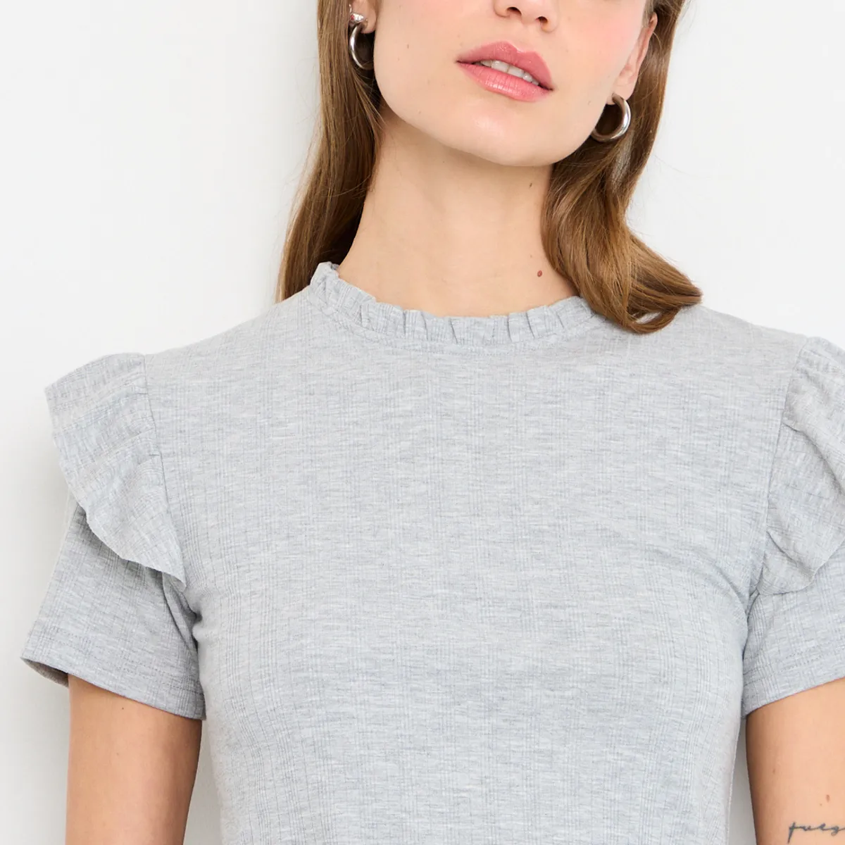 IO - Polera Manga Corta Mujer Gris IO