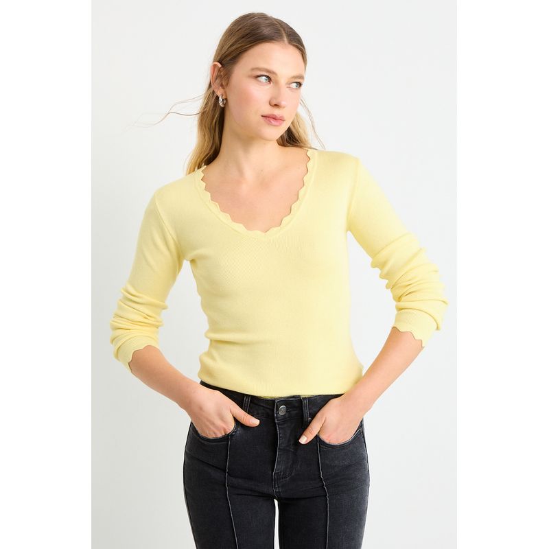 ASH - Polera Manga Larga Mujer Amarillo Ash