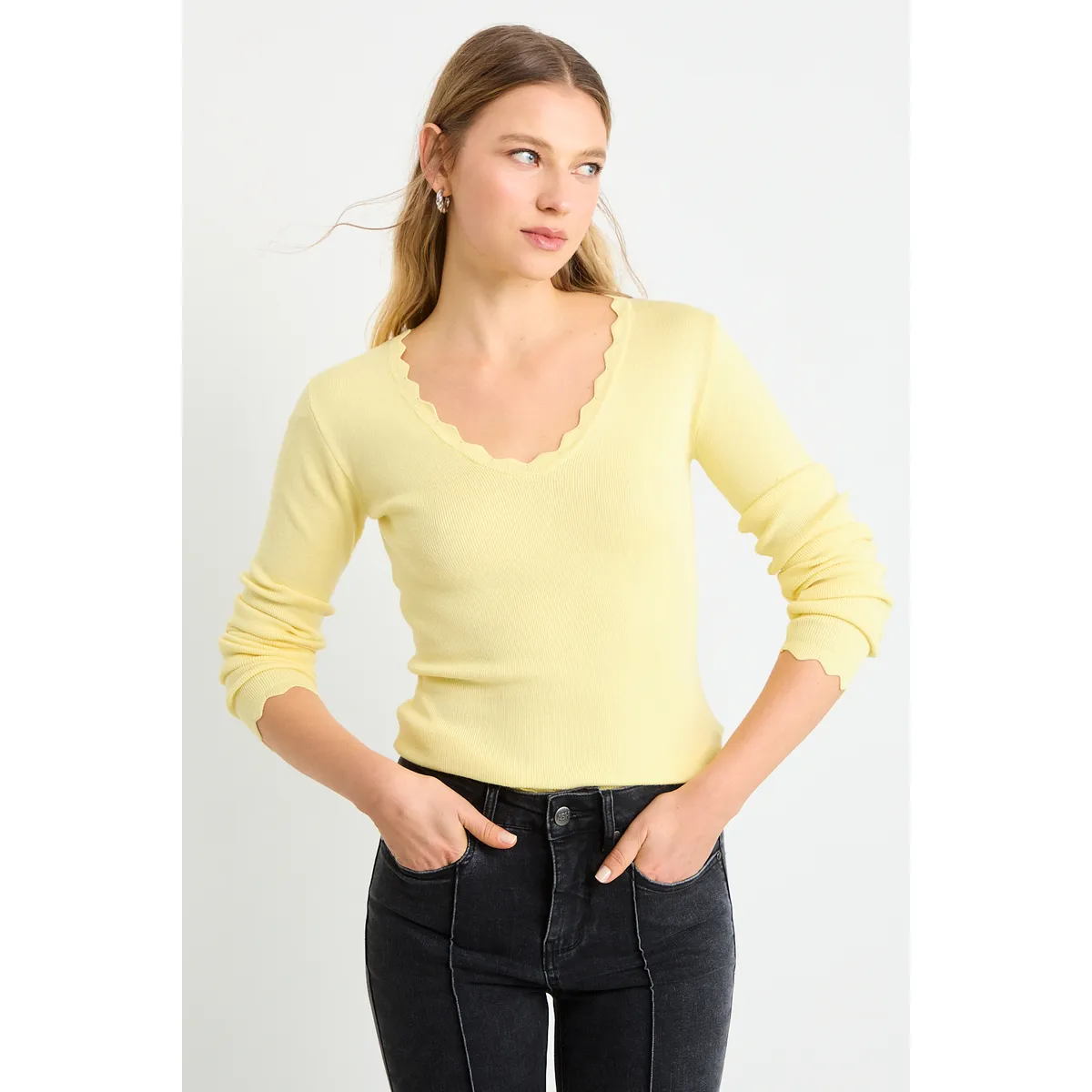 ASH - Polera Manga Larga Mujer Amarillo Ash
