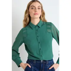 IO - Blusas Manga Larga Mujer Verde Oliva