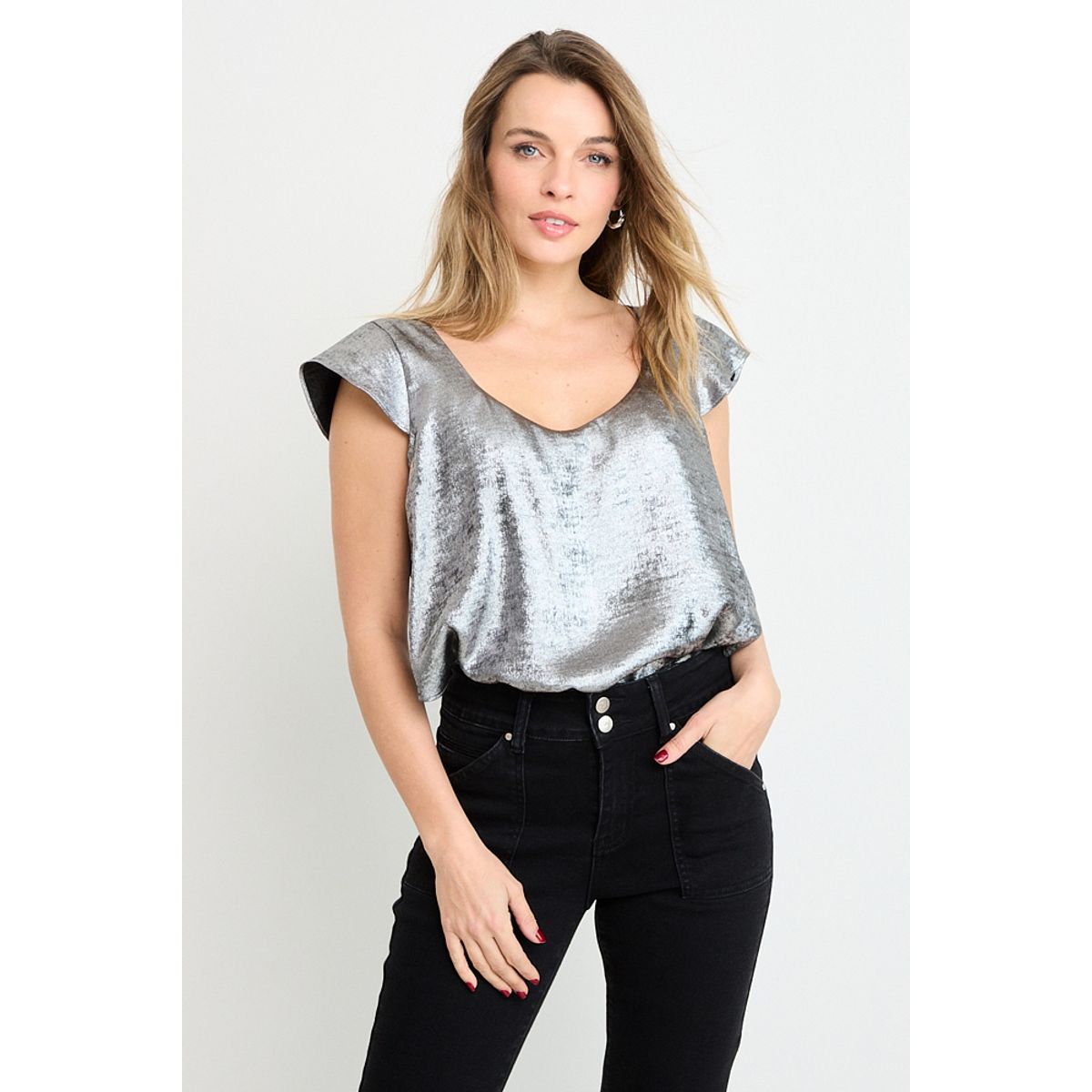 ASH - Blusas Manga Corta Mujer Gris Ash