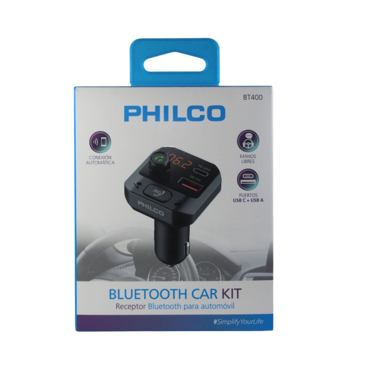 PHILCO - Transmisor Fm Bluetooth Usb 5v 3.4a Philco Bt-400