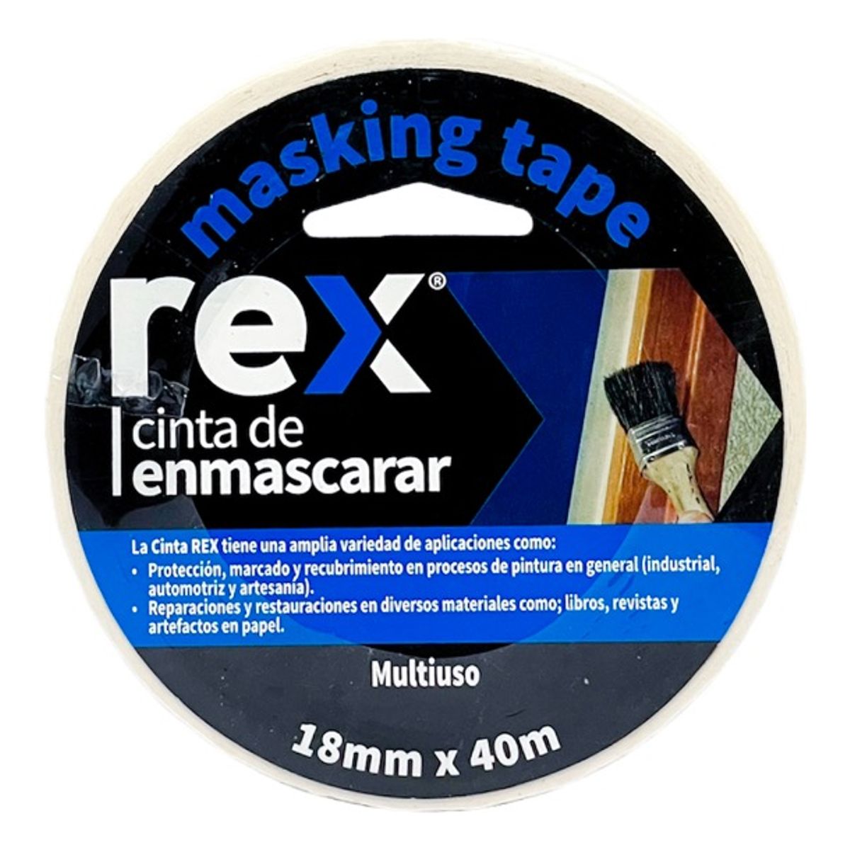 GENERICO - Cintas De Papel Autoadhesiva Tape 18mmx40mts Rex 30402