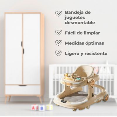 Imagen 2 del producto Andador Caminadora Autito Musical Bebe Anticaida Apoya Pies Beige