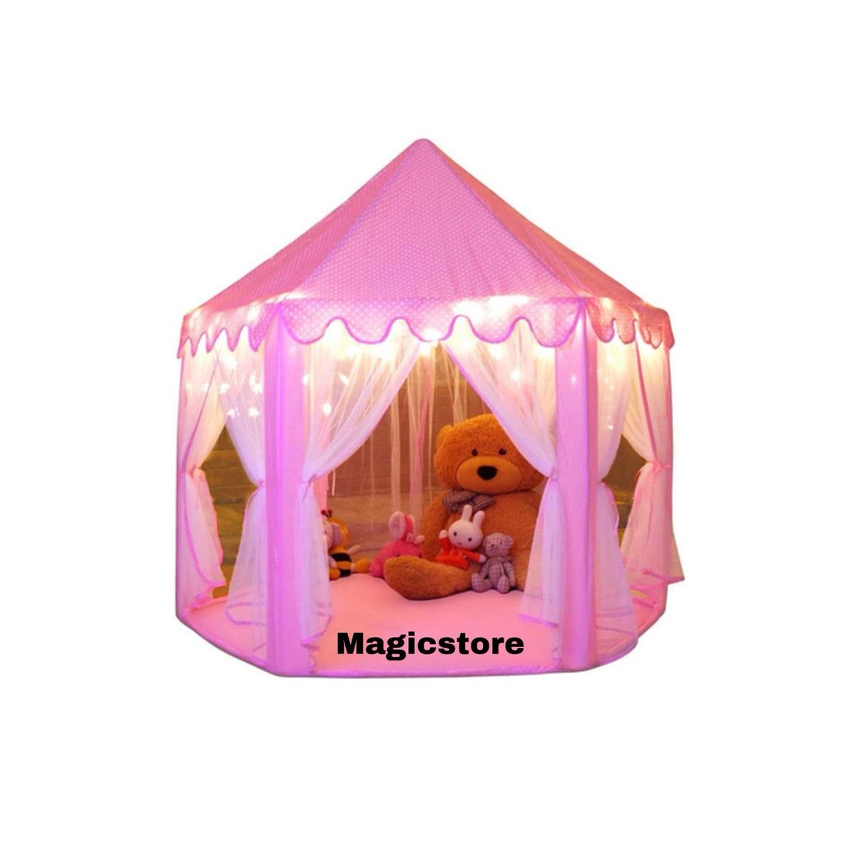 GENERICO - Carpa Infantil Castillo Princesa + luces Rosa