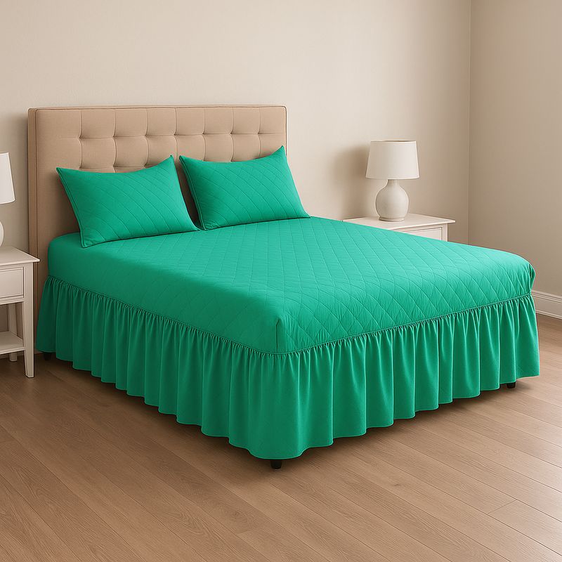 ARMONIA - Faldón doble 25 plazas turquesa set con fundas gratis