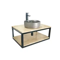 DECHAUS - Vanitorio colgante Rustico Fierro-Pino -Loza 8032 76x51x44 + Griferia