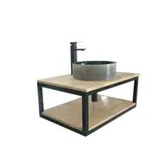 DECHAUS - Vanitorio colgante Rustico Fierro-Pino -Loza 8024 76x51x44 + Griferia