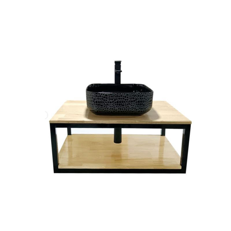 DECHAUS - Vanitorio colgante Rustico Fierro-Pino -Loza 8015 76x51x45 + Griferia