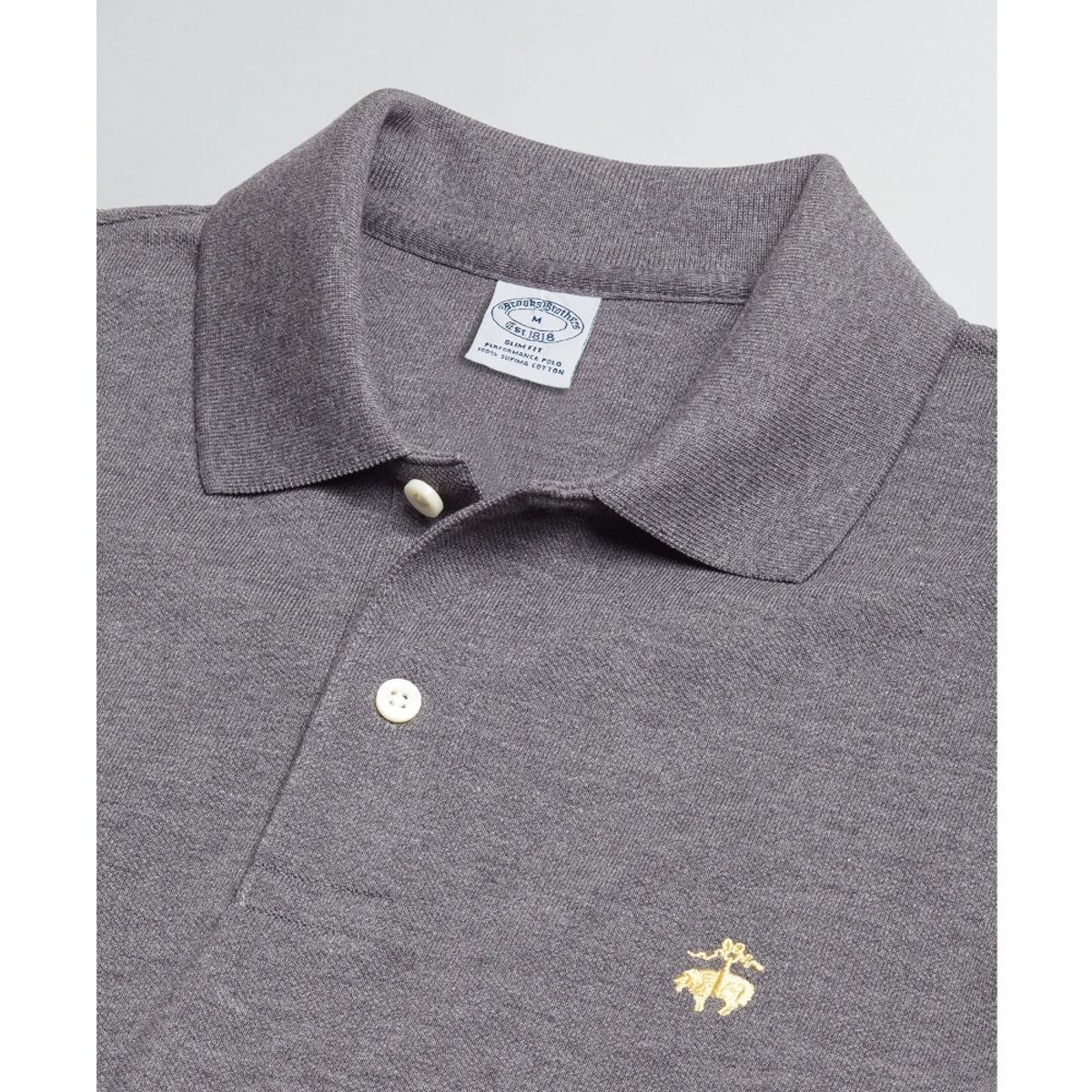 BROOKS BROTHERS - Polera Slim Fit Stretch Supima Performance Polo Shirt Gris