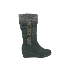 HERIEL - Bota Negra Taco Cuña Mujer