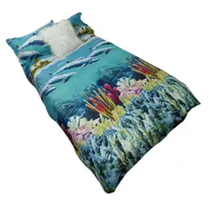 GENERICO - Funda De Plumón Cubre Plumón Cama 1.5 Plazas Diseño 3D Delfines