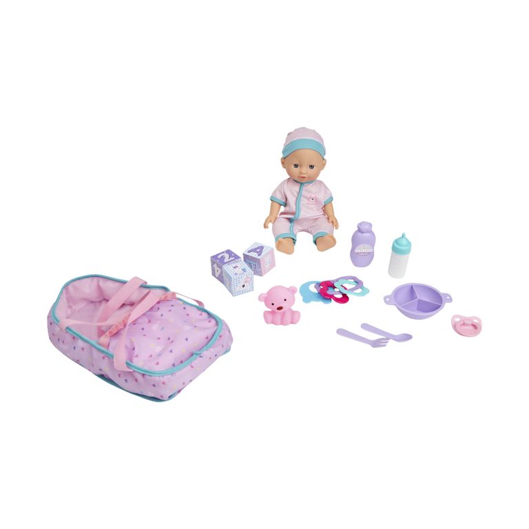 Juguete Muneca Bebe 29 cm con Sonido,Mochila y Accesorios