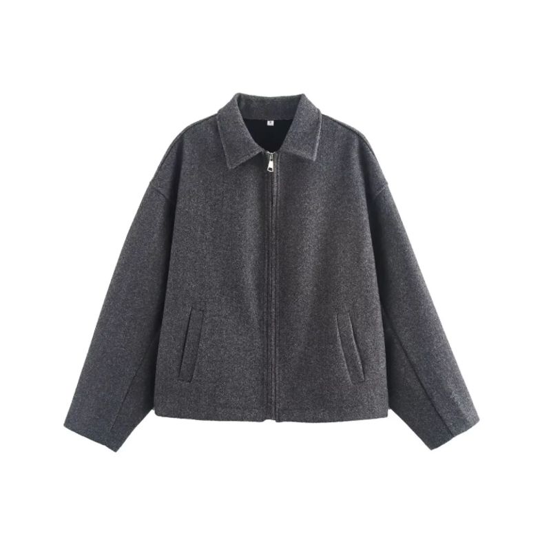 VELVET - Chaqueta Flavia Lana Oversize Gris Mujer