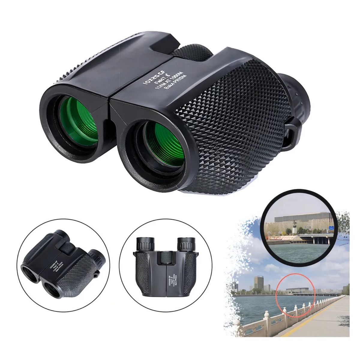 CRUSEC - Binoculares Telescopicos HD Alta Potencia 10x25 Portatiles