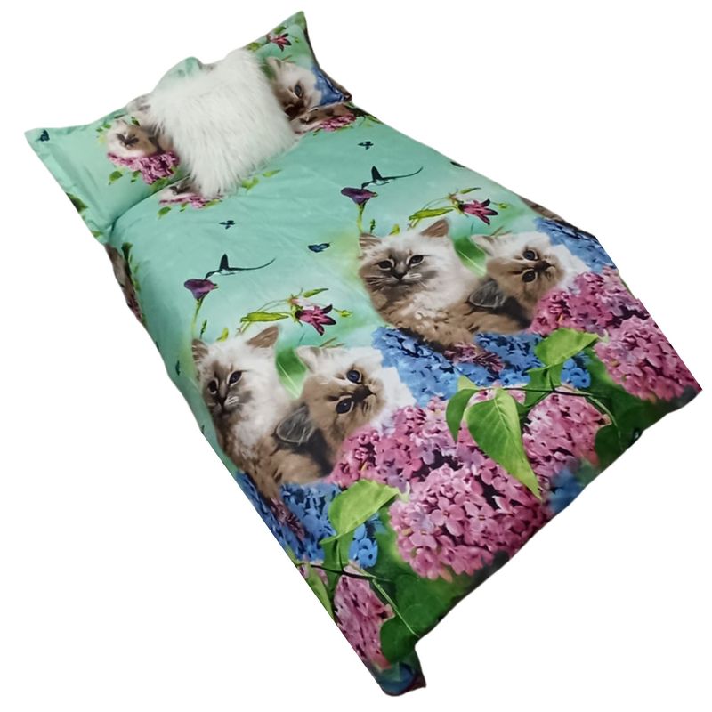 GENERICO - Funda De Plumón Cubre Plumón Cama 1.5 Plazas Diseño 3D Miau Miau