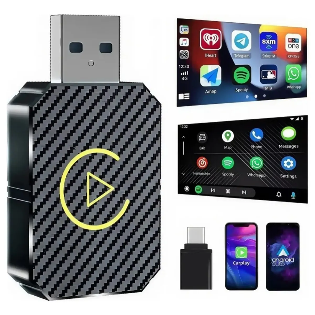 MUNDO MAGIA - Carplay Adaptador Inalámbrico 2 En 1 Para iPhone Y Android