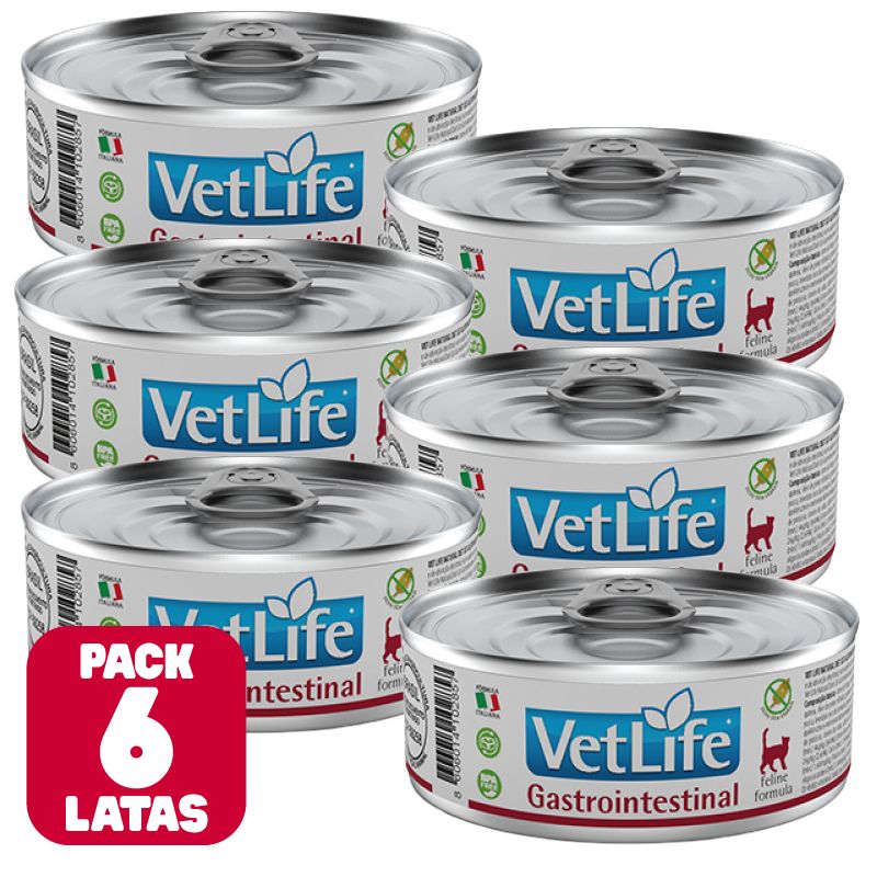 VETLIFE - Vet Life Lata Gastrointentinal Gato - Pack x 6 Latas 85gr