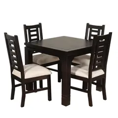 ARTHOME - JUEGO DE COMEDOR PASCAL 4 SILLAS MADERA COLOR CHOCOLATE