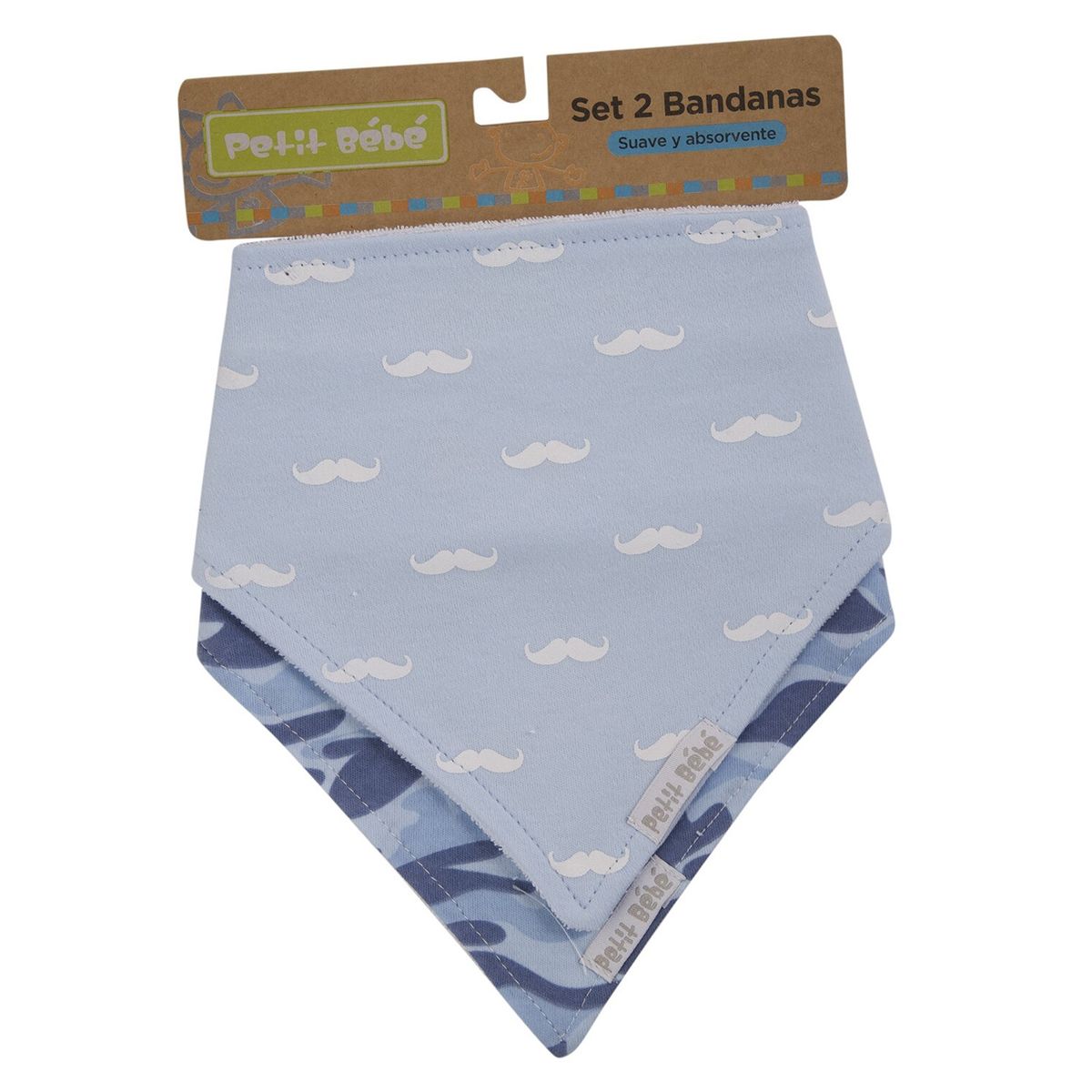 PETIT BEBE SETS - Pack 2 Baberos Bandanas 100% Algodón Niño 240c