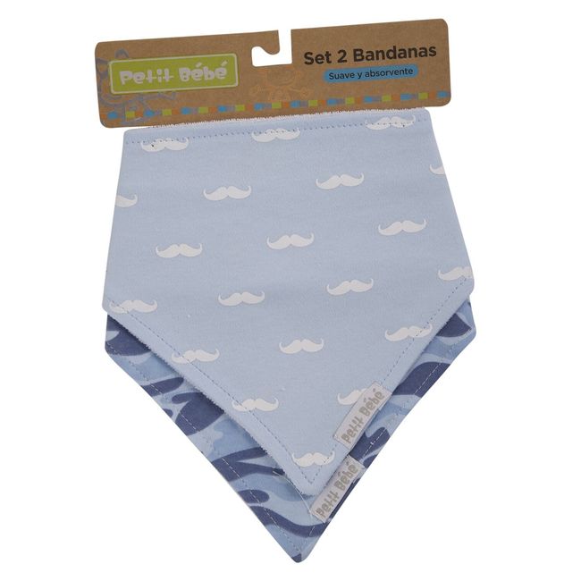 PETIT BEBE SETS - Pack 2 Baberos Bandanas 100% Algodón Niño 240c