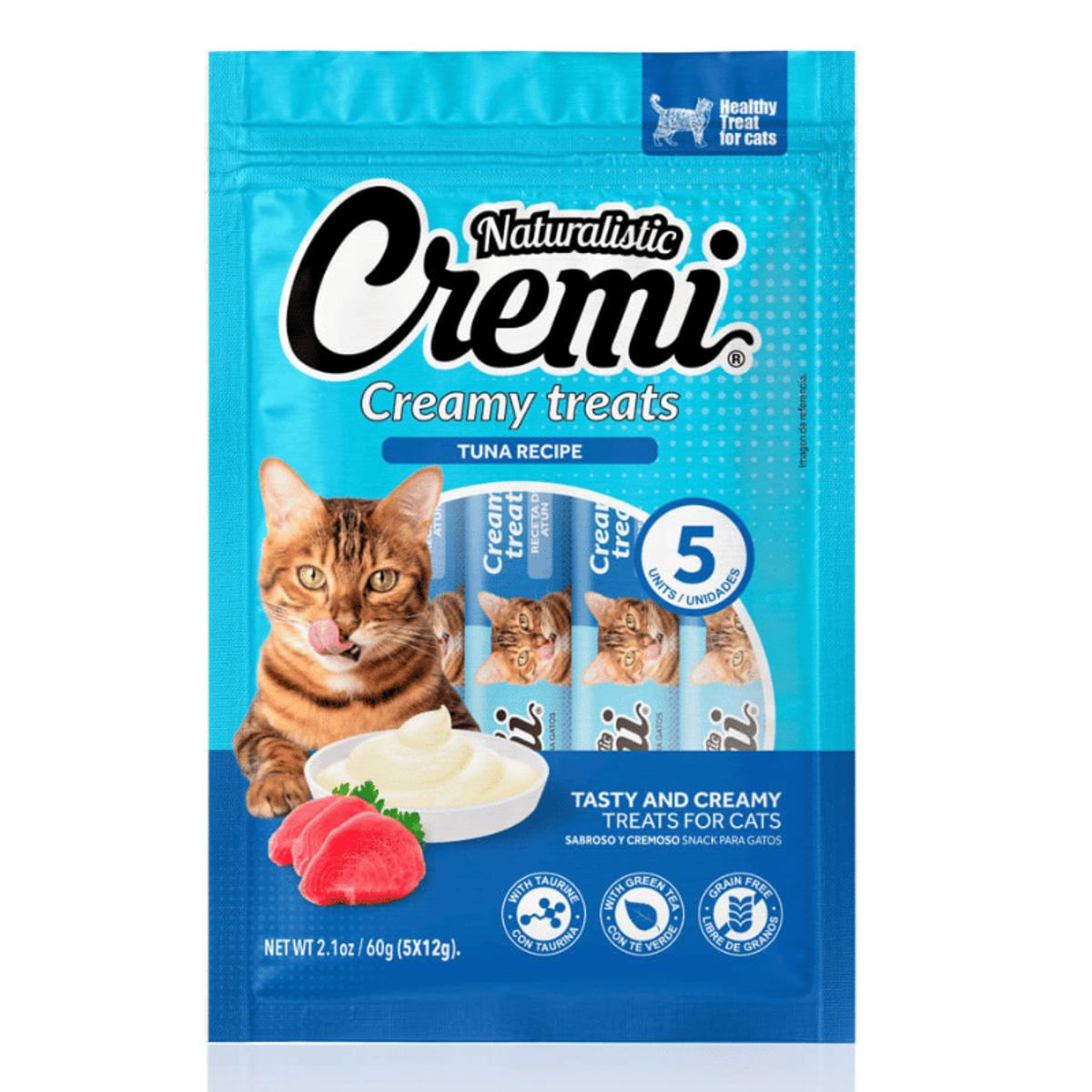 NATURALIST - Snack Naturalistic Cremi Sabor Atún Para Gato, 5 Tubos