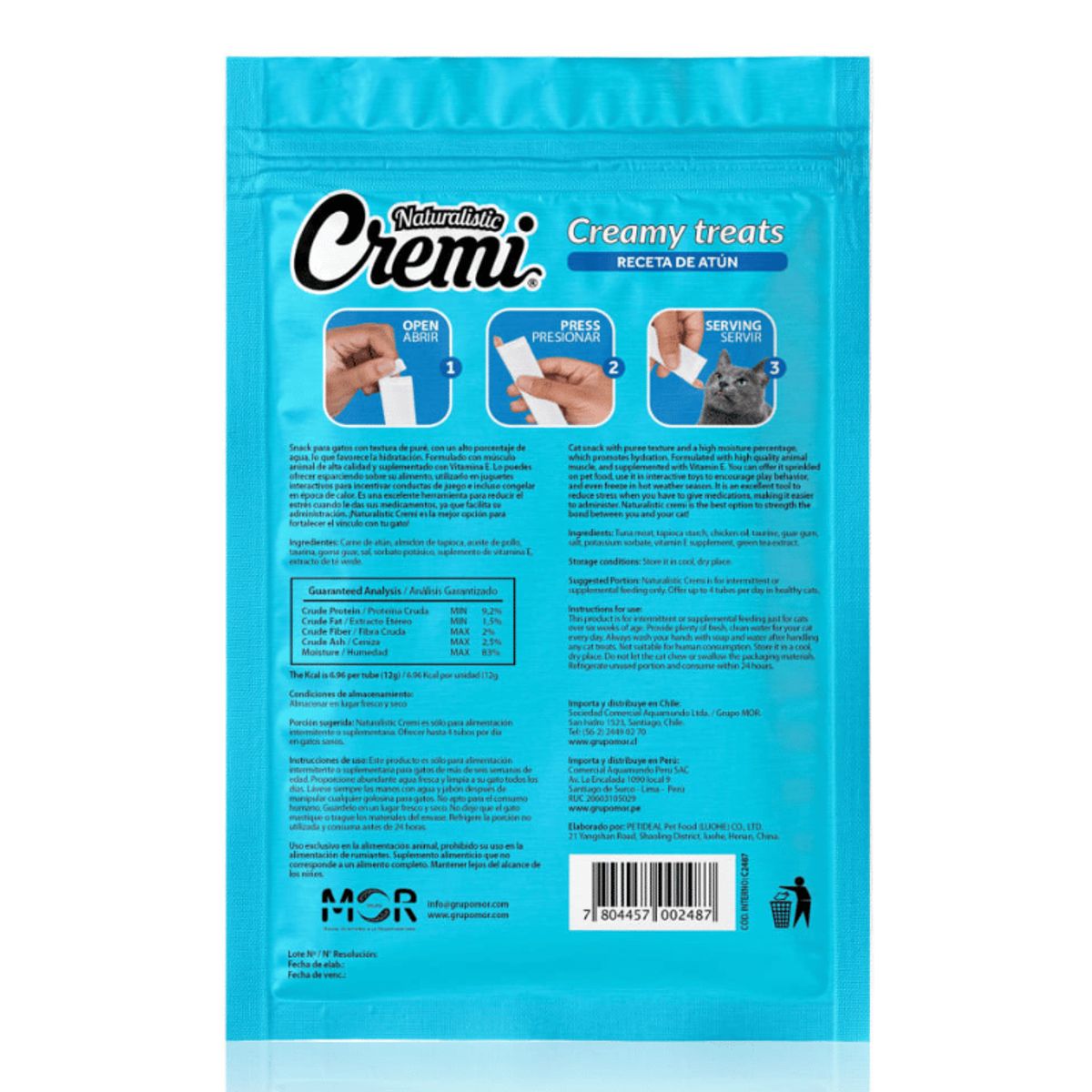 NATURALIST - Snack Naturalistic Cremi Sabor Atún Para Gato, 5 Tubos