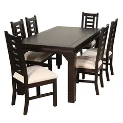 ARTHOME - JUEGO DE COMEDOR PASCAL 6 SILLAS MADERA COLOR CHOCOLATE