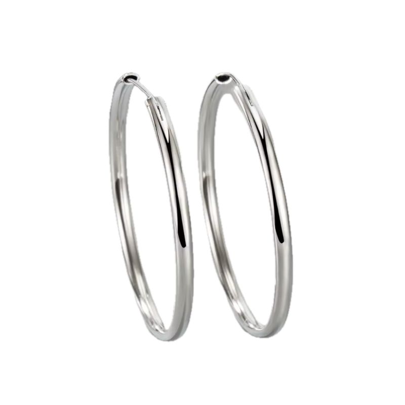GENERICO - Aros Plata Argolla Borde Ovalado 40 mm
