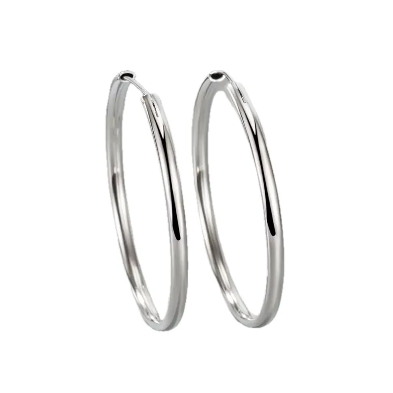 GENERICO - Aros Plata Argolla Borde Ovalado 40 mm
