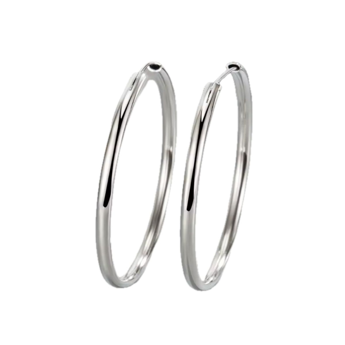 GENERICO - Aros Plata Argolla Borde Ovalado 40 mm