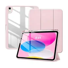 GENERICO - Carcasa Para iPad 11 Gen A16 Con Ranura Lapiz / Transparente Rosa