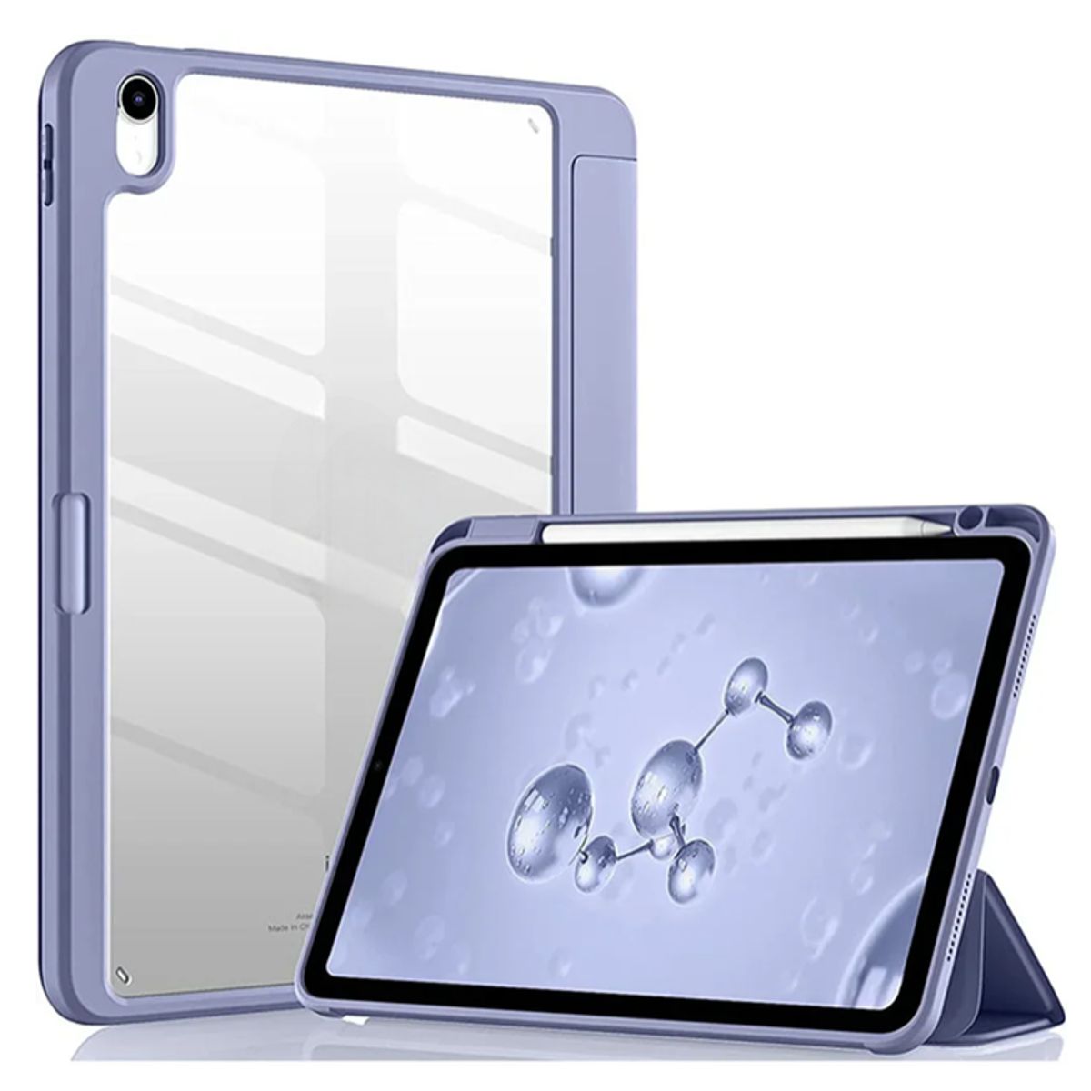GENERICO - Carcasa Para iPad 11 Gen A16 Con Ranura Lapiz / Transparente Gris Lava