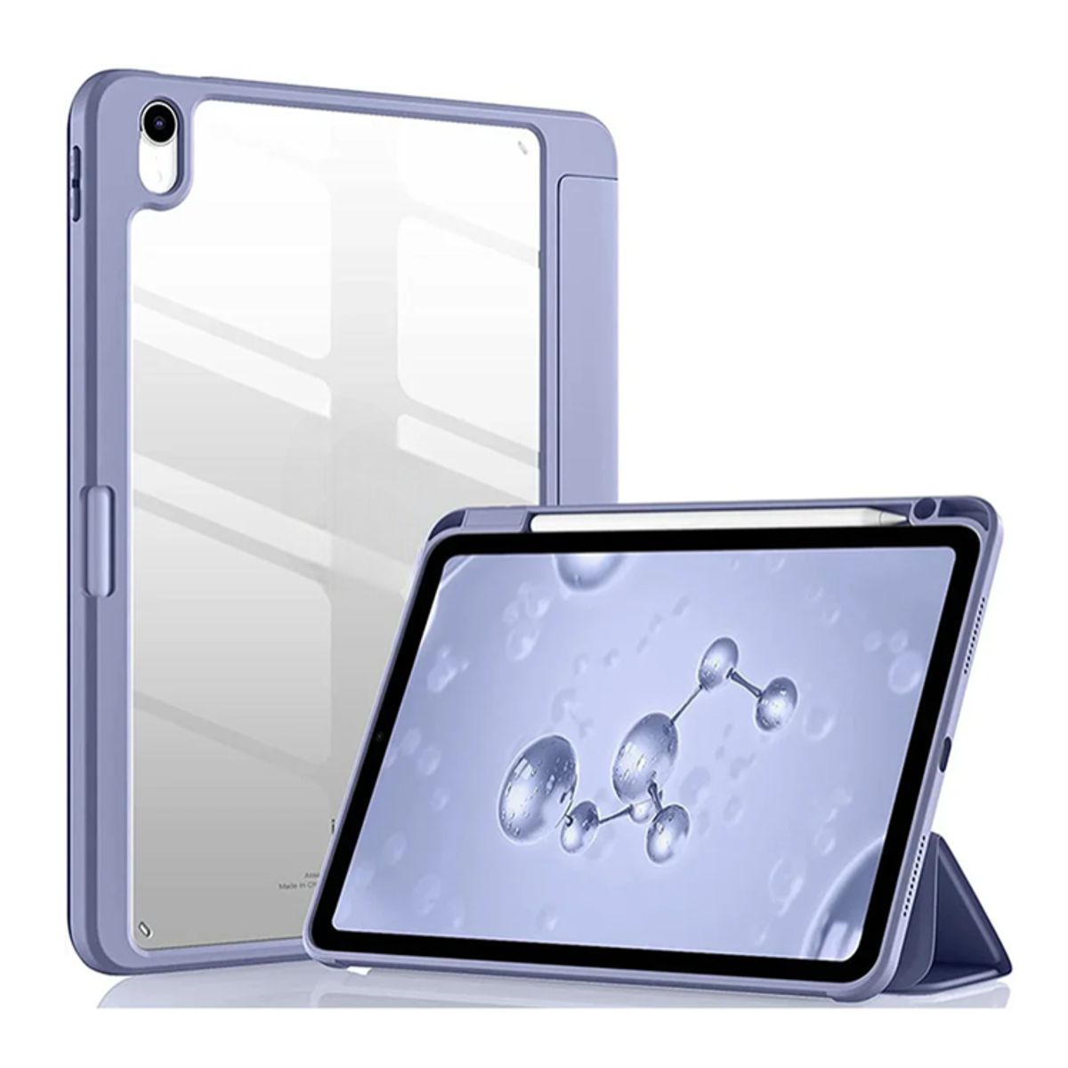 GENERICO - Carcasa Para iPad 11 Gen A16 Con Ranura Lapiz / Transparente Gris Lava