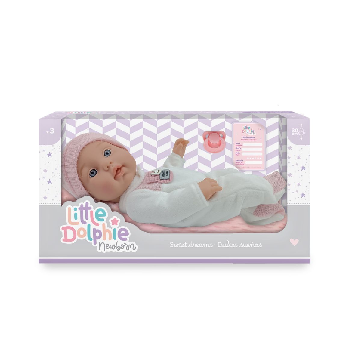 LITTLE DOLPHIE - Muñeca Bebé Reborn Recién Nacida 30 cm Vinilo