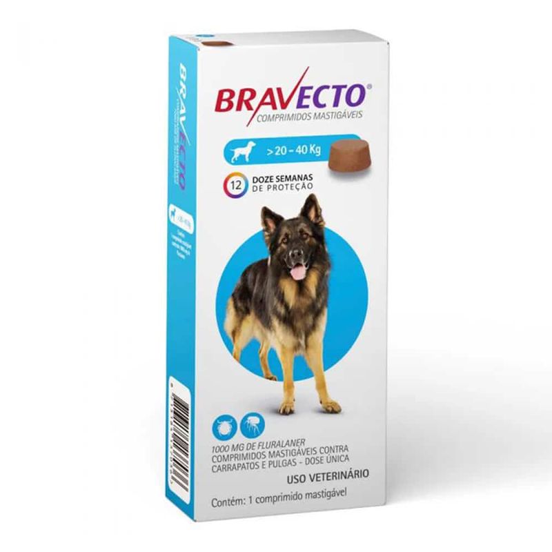 BRAVECTO - Antiparasitario Bravecto 3 Meses Masticable Perro 20 a 40Kg