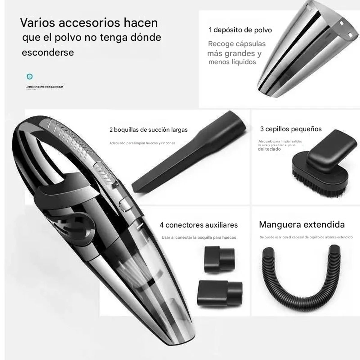 GENERICO - Aspiradora Inalámbrica Portátil para Auto y Hogar  Compacta, Potente y Multifuncional
