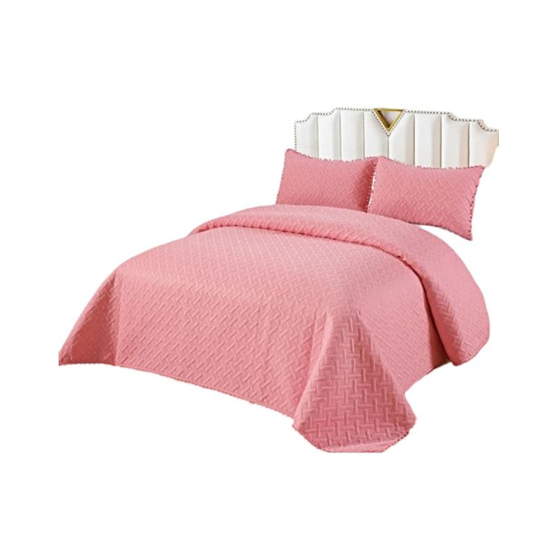 GENERICO - CUBRECAMA QUILT DE VERANO CON POMPONES  PLAZA Y MEDIA
