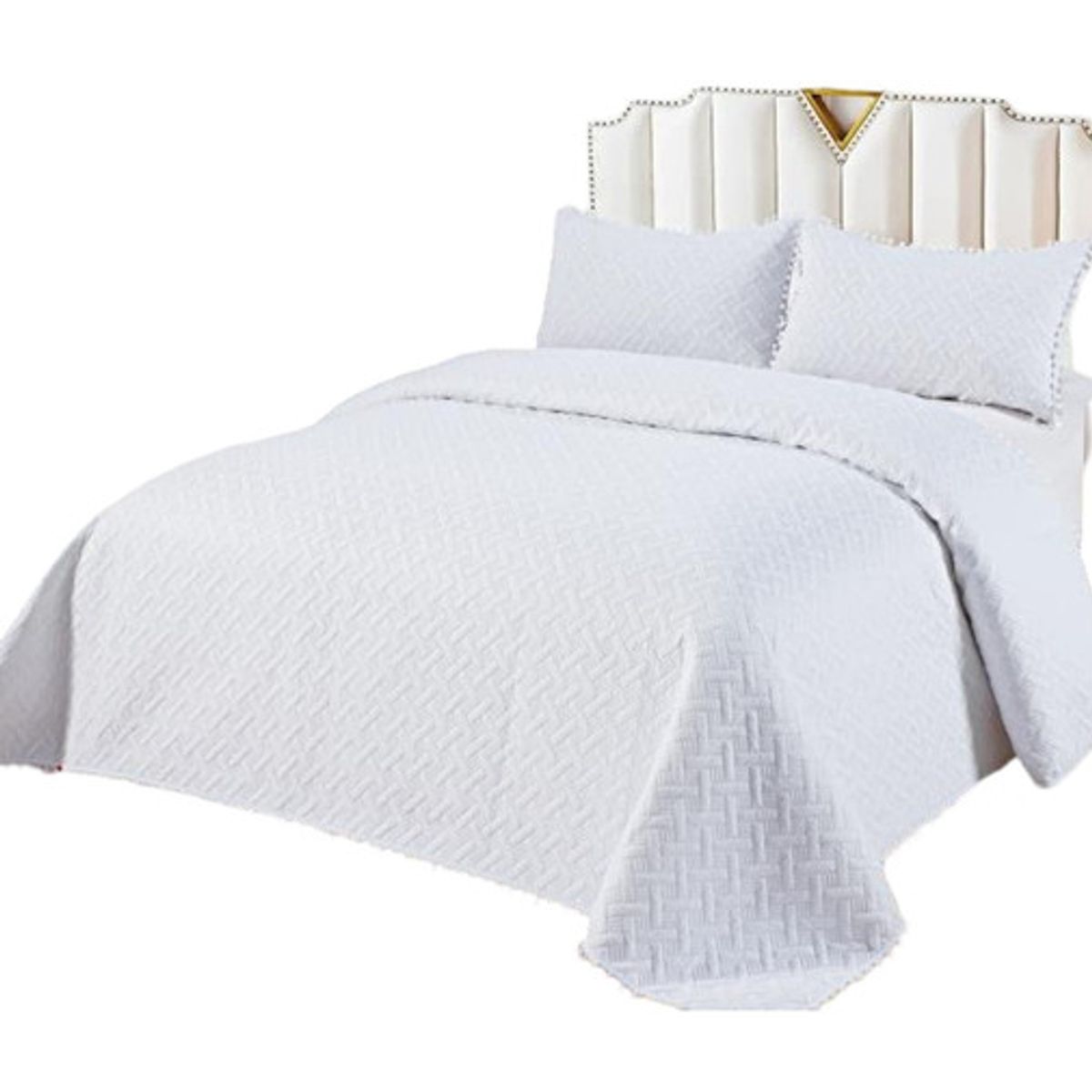 GENERICO - CUBRECAMA QUILT DE VERANO CON POMPONES  2 PLAZAS