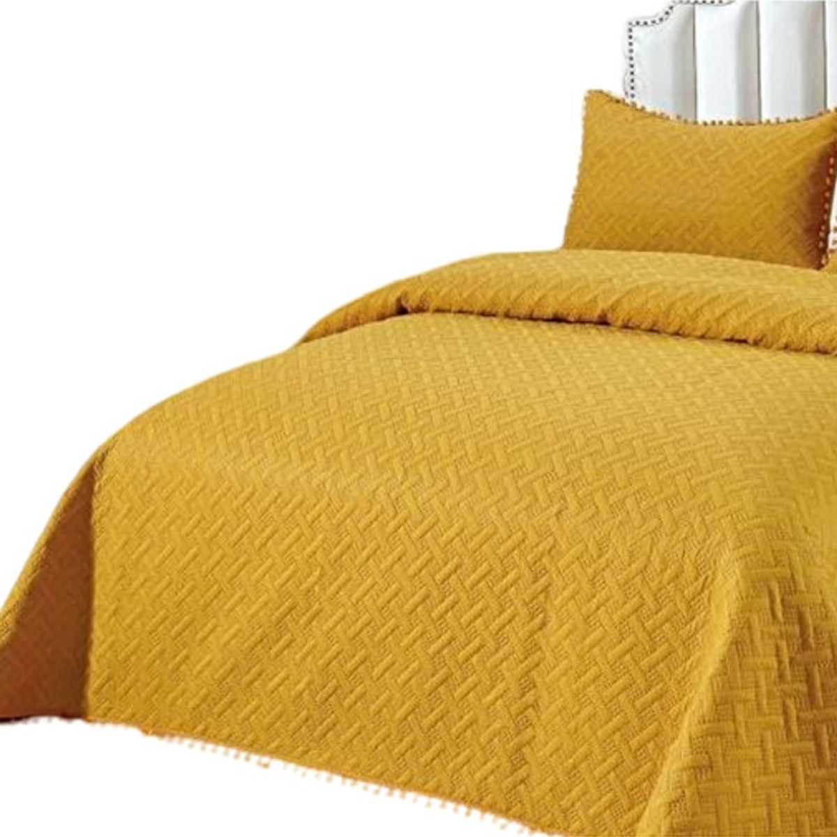 GENERICO - CUBRECAMA QUILT DE VERANO CON POMPONES  2 PLAZAS