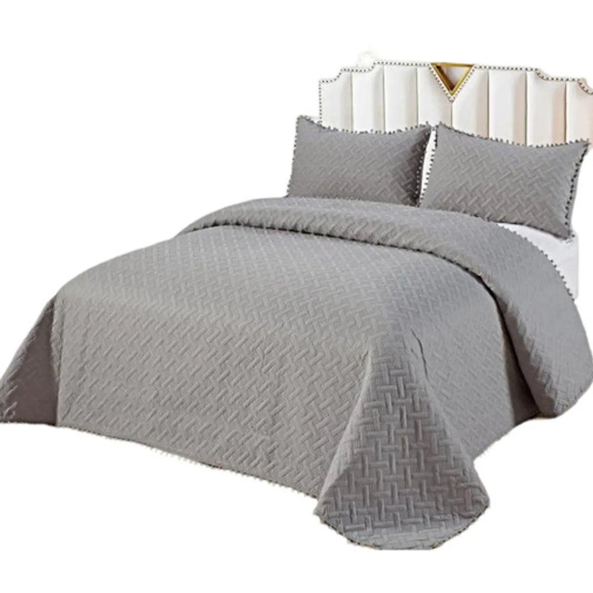 GENERICO - CUBRECAMA QUILT DE VERANO CON POMPONES  2 PLAZAS