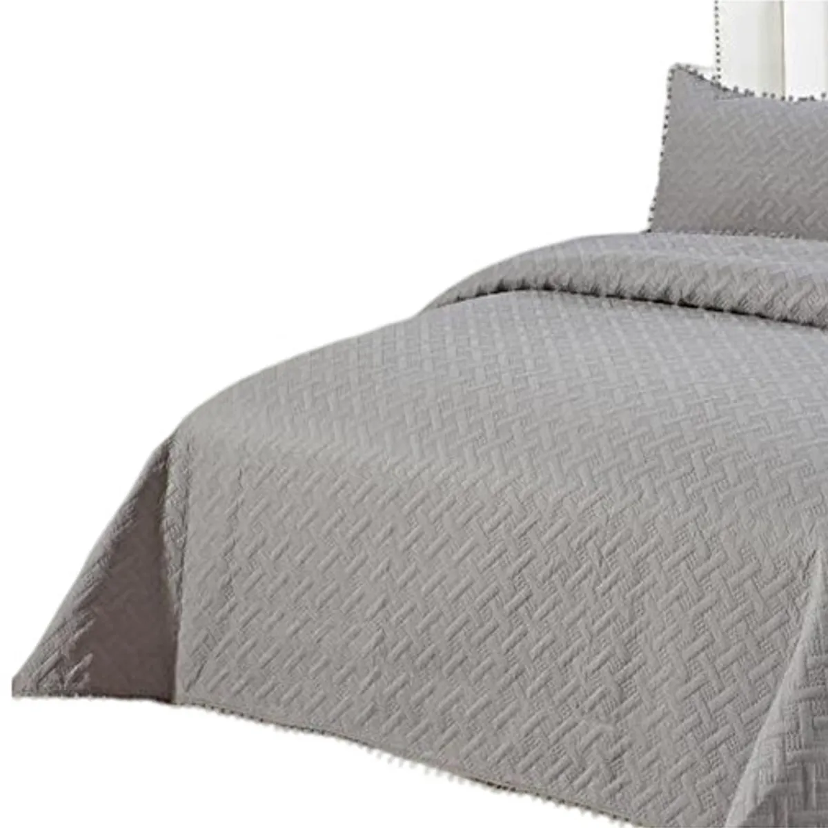 GENERICO - CUBRECAMA QUILT DE VERANO CON POMPONES  2 PLAZAS