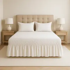 ARMONIA - Volante faldón blanco doble 15 plazas con funda incluida