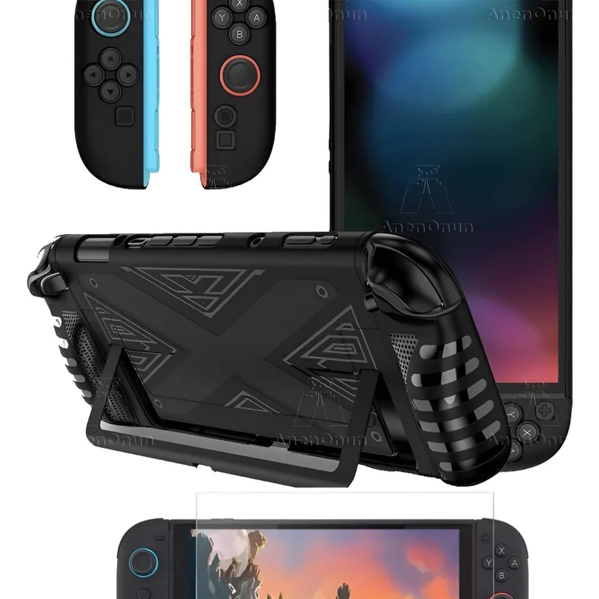 GENERICO - Funda Pro + Mica Vidrio Templado +kit Para Nintendo Switch 2 Negro