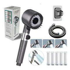 MUNDO MAGIA - Cabezal De Ducha Alta Presión 4 Modos Con Filtro Y Manguera