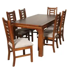 ARTHOME - JUEGO DE COMEDOR PASCAL 6 SILLAS MADERA COLOR MIEL